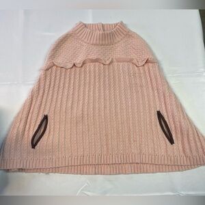 Janie and Jack cotton/wool blend pink winter poncho. So cute with brown accents.